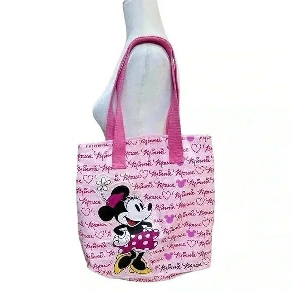 Disney Minnie Mouse Pink Canvas tote carry bag - Picture 1 of 3